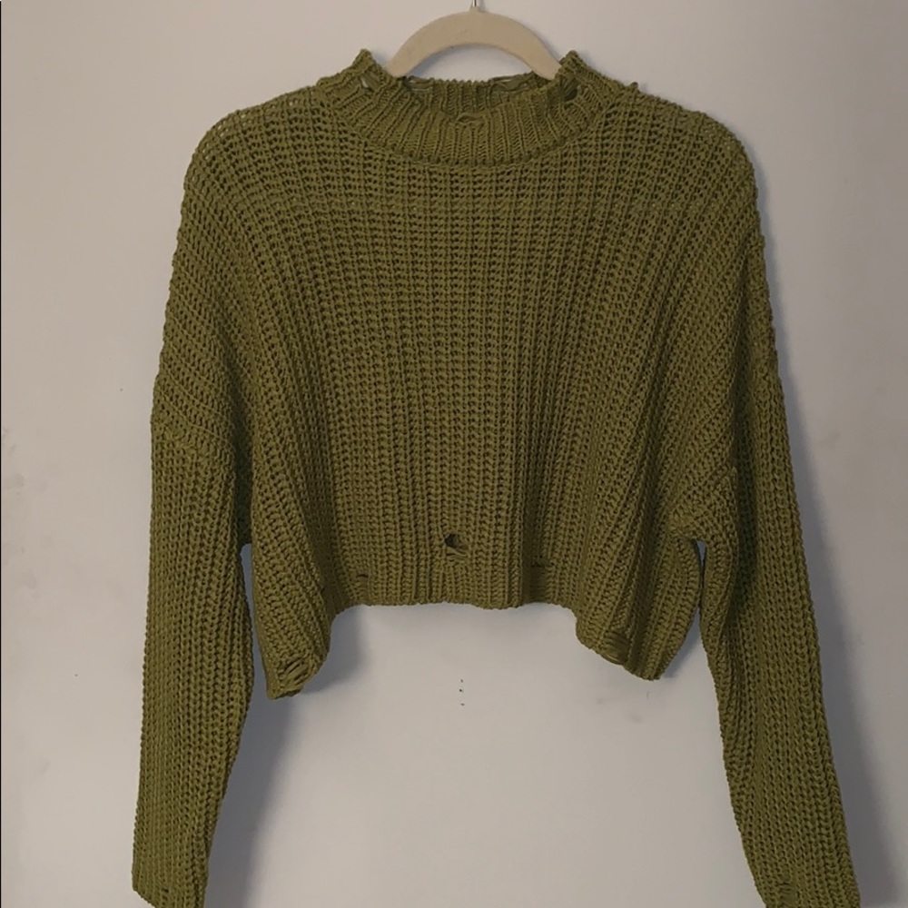 Distressed Cropped Sweater